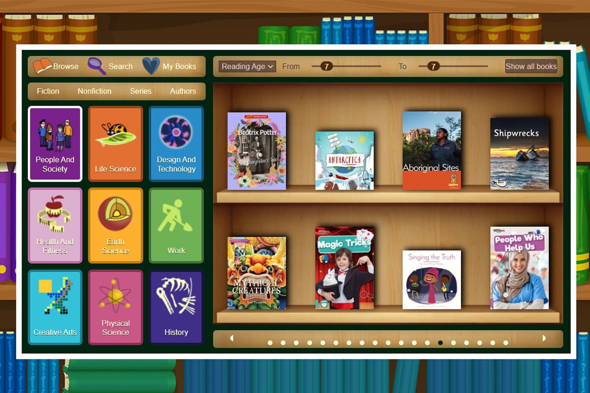 The ABC Reading Eggs Library contains online children’s books across a wide range of subject areas