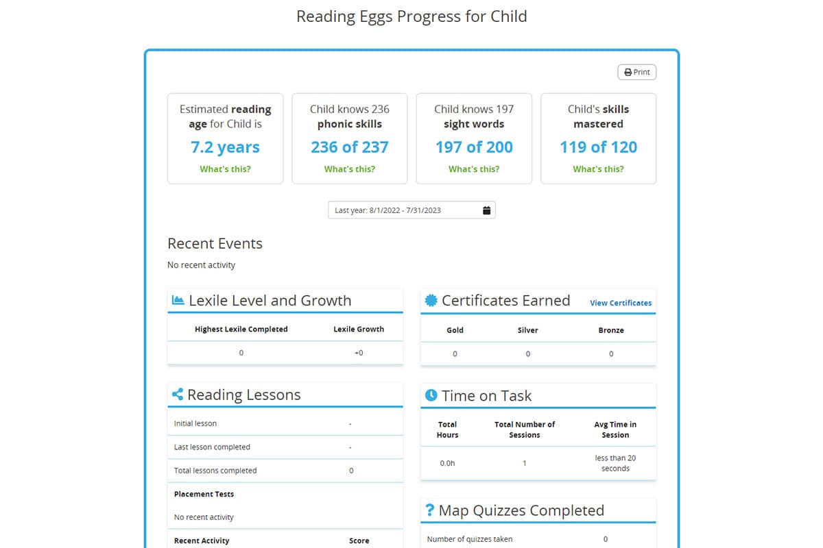 The built-in progress reports in ABC Reading Eggs can help automate your ESA compliance and reporting