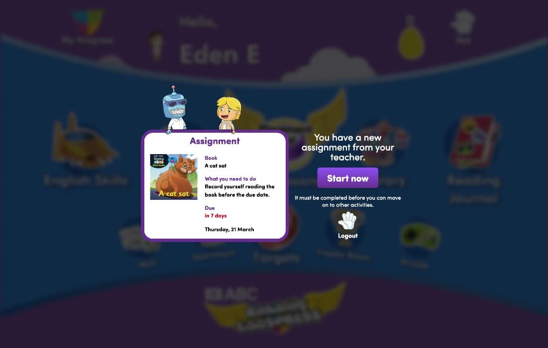 Assigning a Read Aloud Fluency Activity in ABC Reading Eggspress