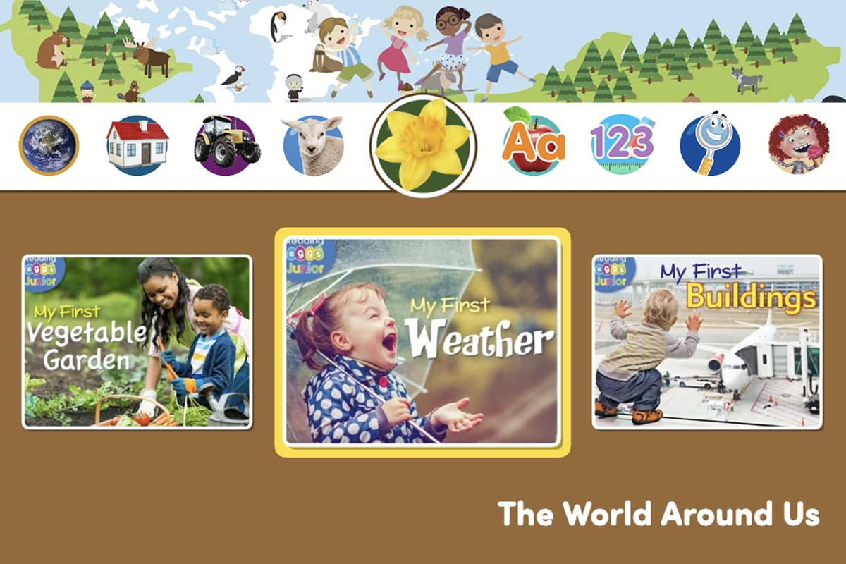 Examples of the nonfiction books for toddlers and preschoolers in Reading Eggs Junior