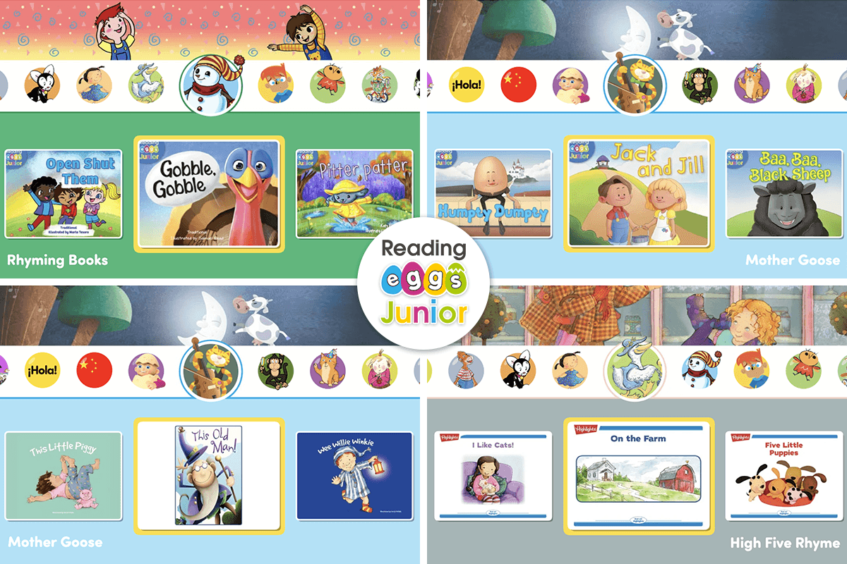 the rhyming books in ABC Reading Eggs Junior build phonological awareness in ages 2–4